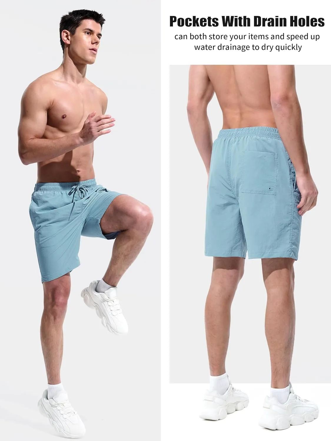 Men's Swim Trunks Beach Board Shorts Quick Dry Swimsuit Bathing Suits with Pockets 7 Inch Inseam Mesh Lining