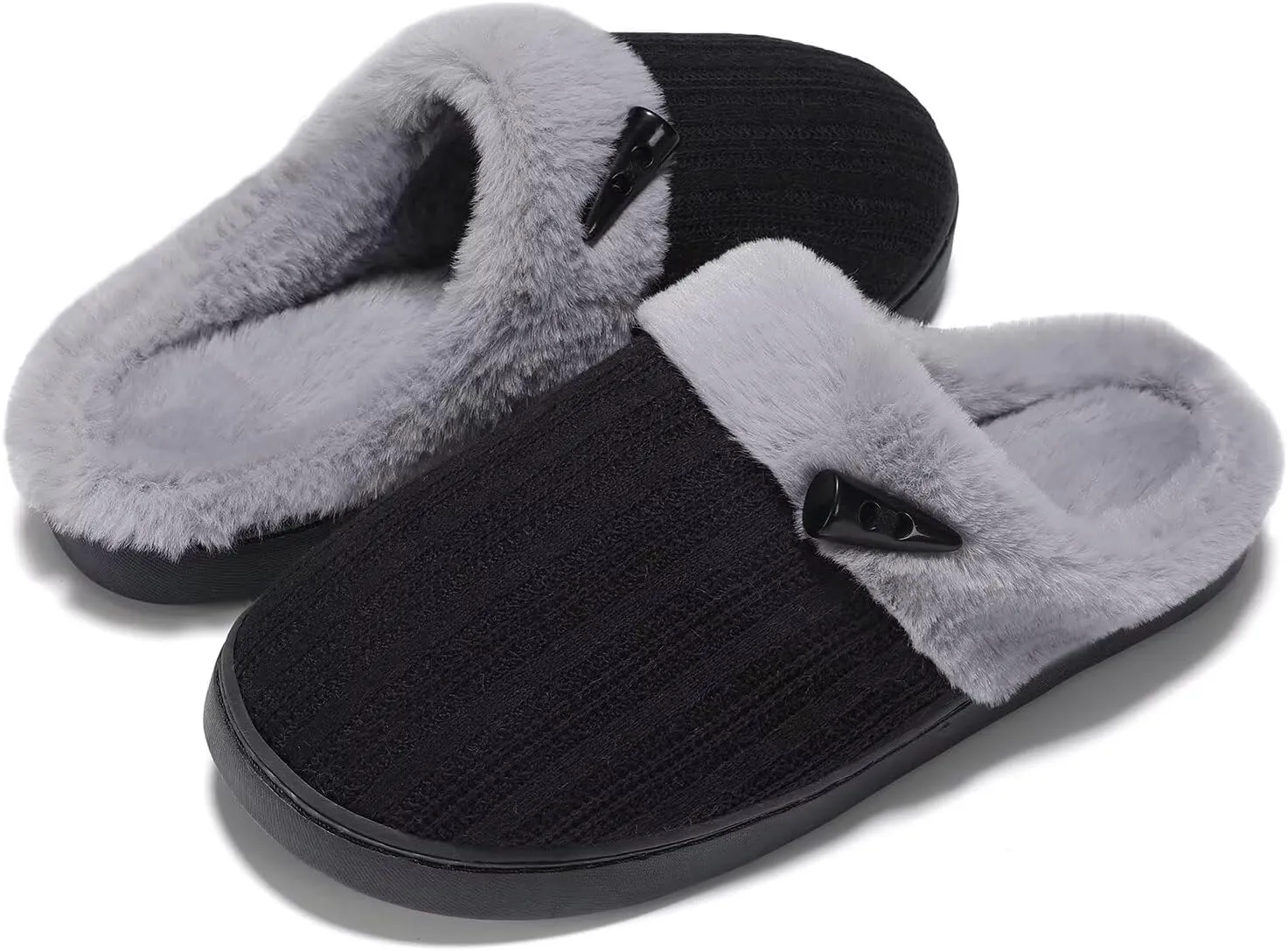 NineCiFun Women's Slip on Fuzzy House Slippers Memory Foam Slippers Scuff Outdoor Indoor Warm Plush Bedroom Shoes with Faux Fur Lining