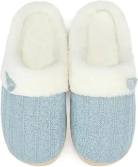 NineCiFun Women's Slip on Fuzzy House Slippers Memory Foam Slippers Scuff Outdoor Indoor Warm Plush Bedroom Shoes with Faux Fur Lining