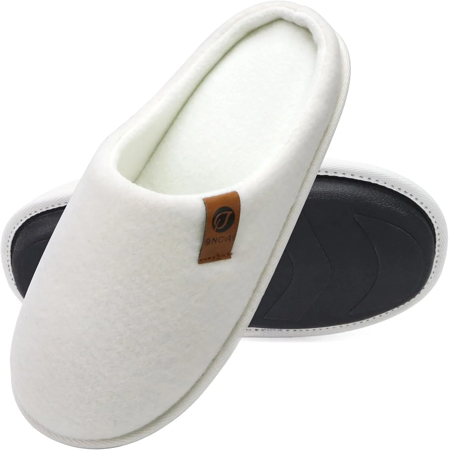 ONCAI Mens Cozy Memory Foam Scuff Slippers Slip On Warm House Shoes Indoor/Outdoor with Best Arch Support