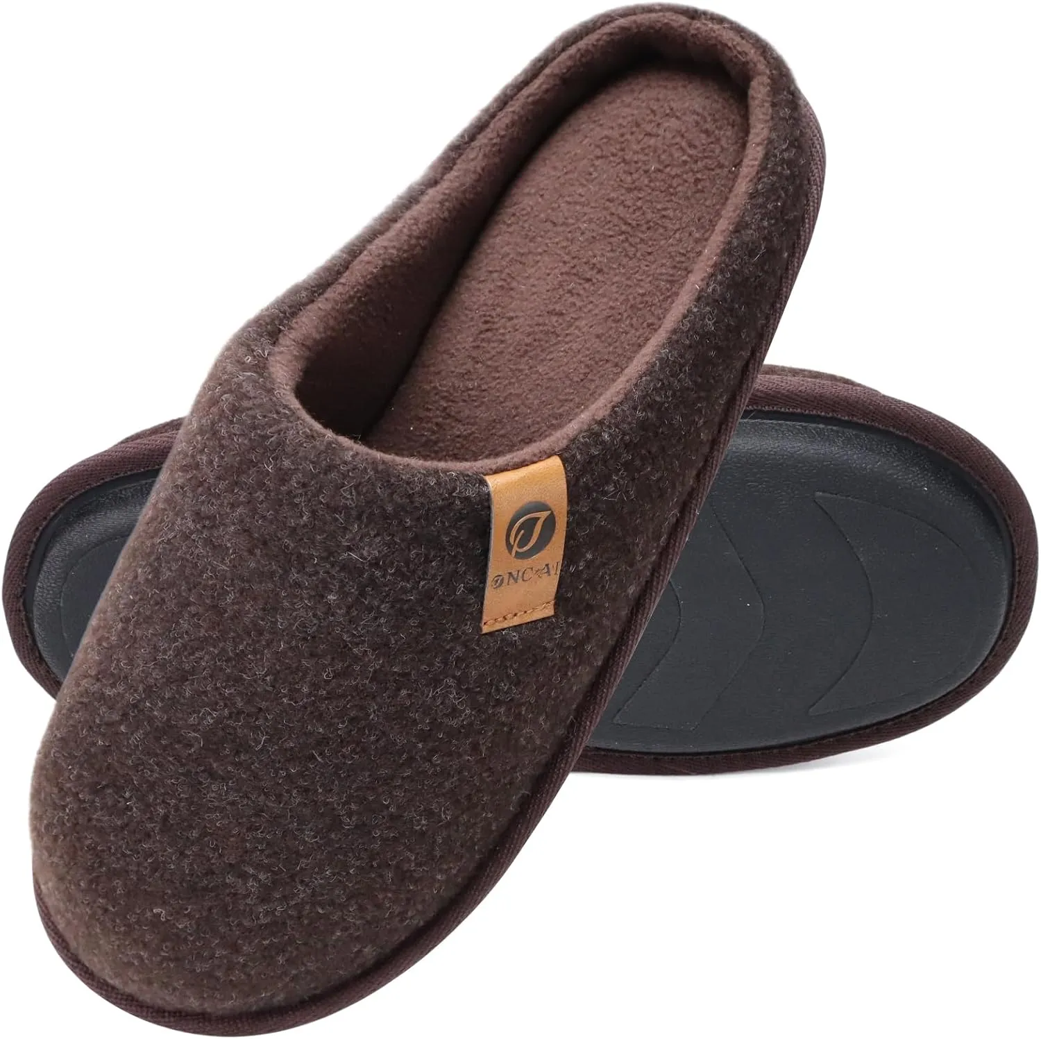 ONCAI Mens Cozy Memory Foam Scuff Slippers Slip On Warm House Shoes Indoor/Outdoor with Best Arch Support