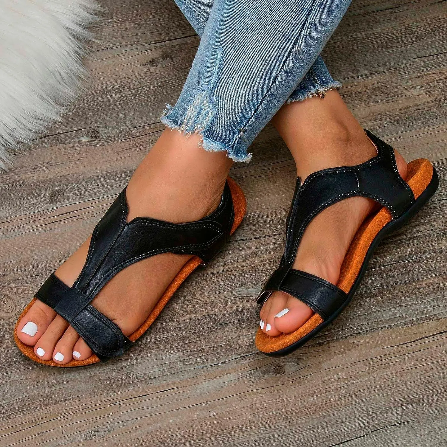 Orthopedic Sandals for Women Comfortable Orthotic Sandals with Arch Support Summer Casual Walking Flat Beach Sandals
