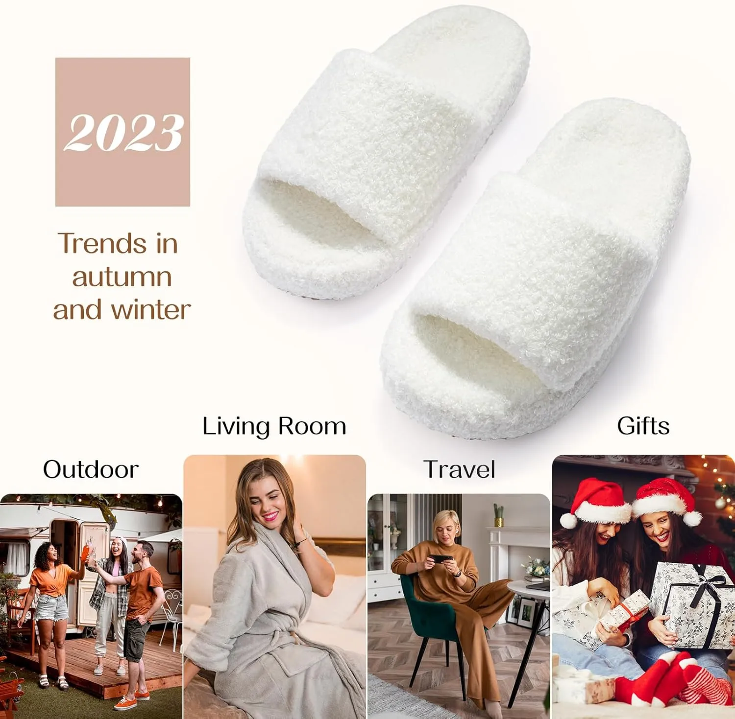 Orthoshoes Womens Memory Foam Slippers Fuzzy Curly Fur Open Toe Slippers Cozy Slides Slippers Comfy Soft Anti-Skid Thick Sole House Shoes Trendy Gift Slippers