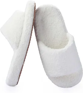 Orthoshoes Womens Memory Foam Slippers Fuzzy Curly Fur Open Toe Slippers Cozy Slides Slippers Comfy Soft Anti-Skid Thick Sole House Shoes Trendy Gift Slippers