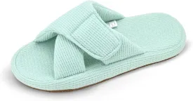 Panda Bros Women's Adjustable Slippers, Diabetic Slippers for Women Memory Foam, Open Toe Swollen Feet Slippers Bedroom House Indoor Outdoor Shoes with Rubber Sole