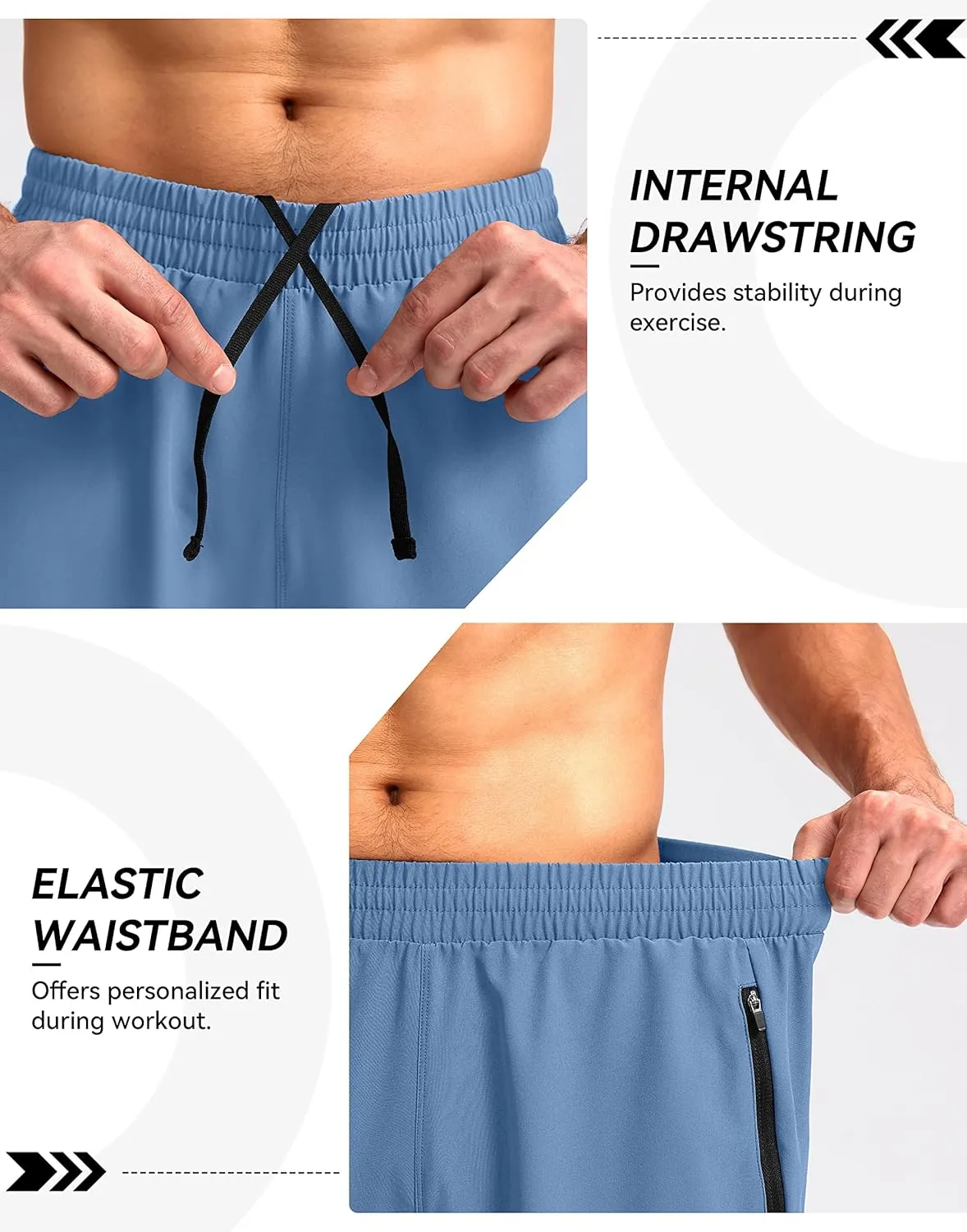Pudolla Men's Workout Running Shorts 7"/5"/9" Lightweight Gym Athletic Shorts for Men with Zipper Pockets