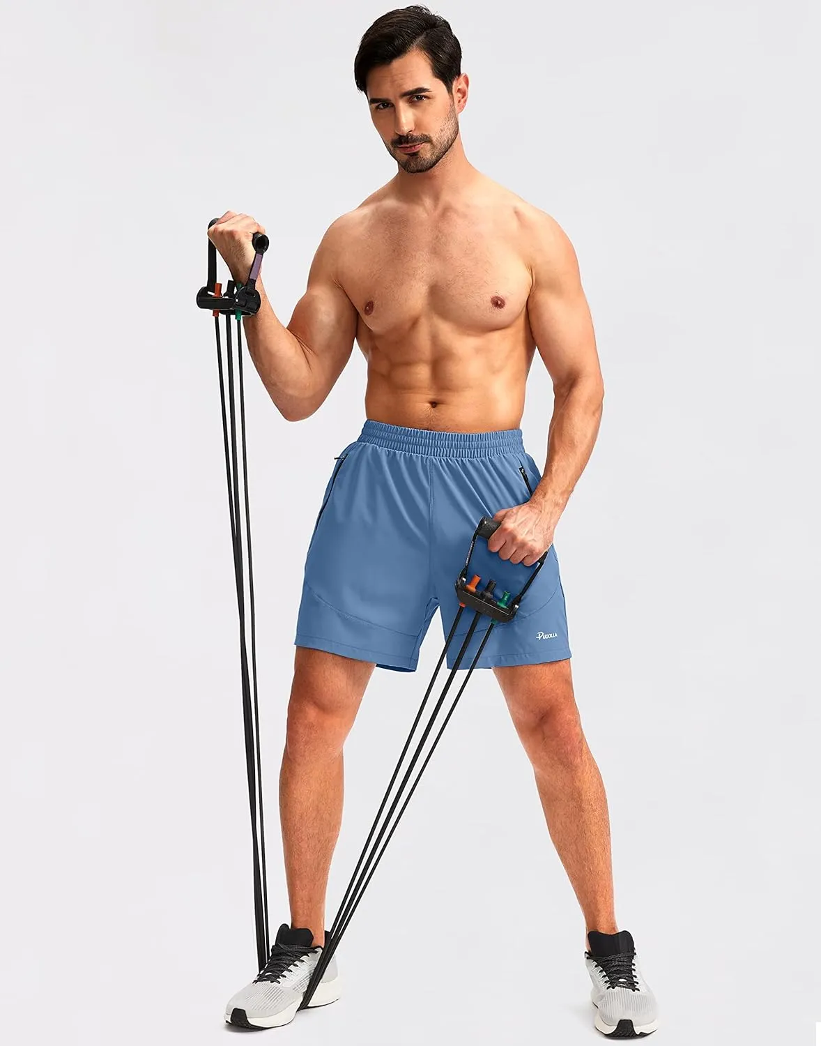 Pudolla Men's Workout Running Shorts 7"/5"/9" Lightweight Gym Athletic Shorts for Men with Zipper Pockets