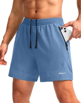 Pudolla Men's Workout Running Shorts 7"/5"/9" Lightweight Gym Athletic Shorts for Men with Zipper Pockets