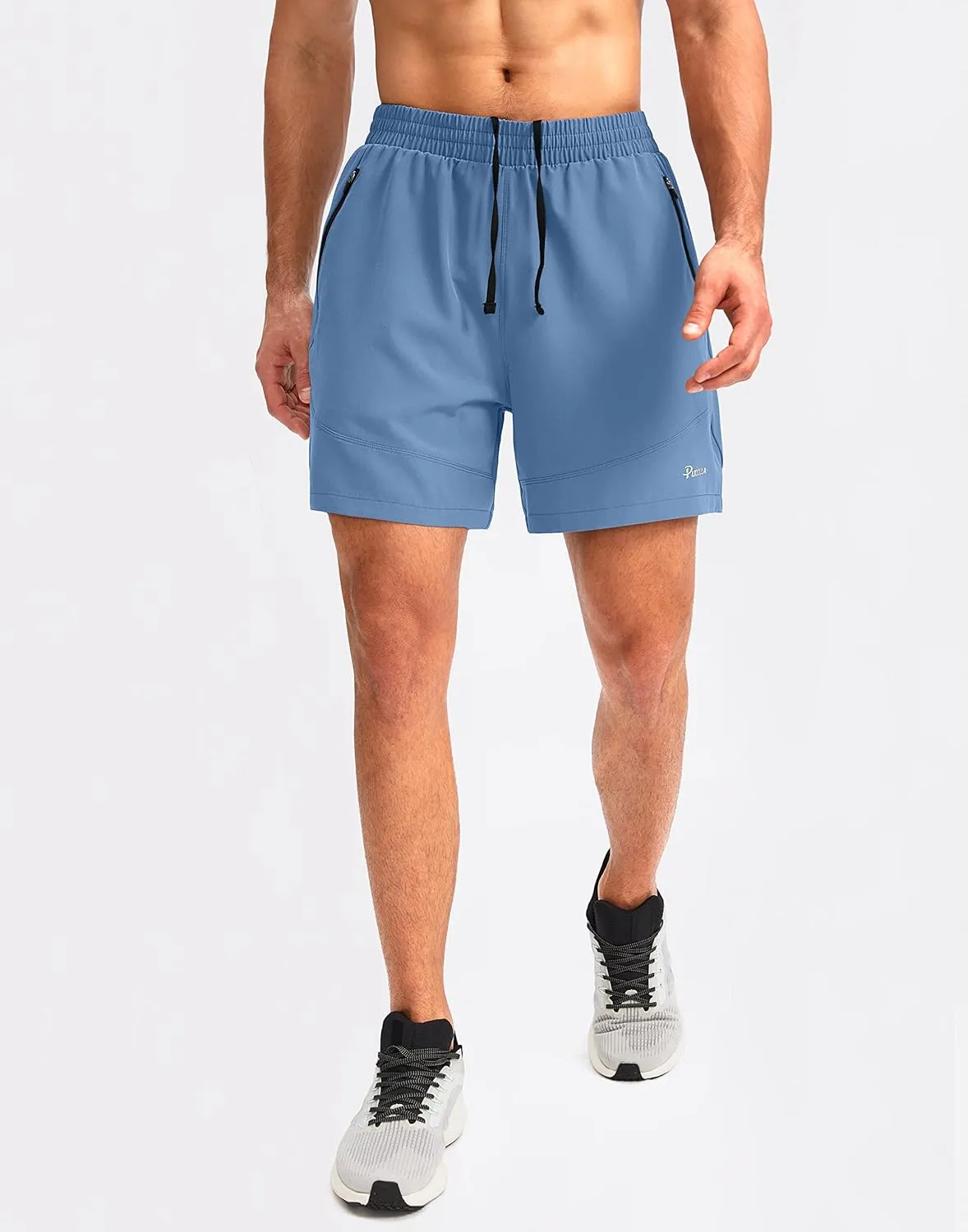 Pudolla Men's Workout Running Shorts 7"/5"/9" Lightweight Gym Athletic Shorts for Men with Zipper Pockets