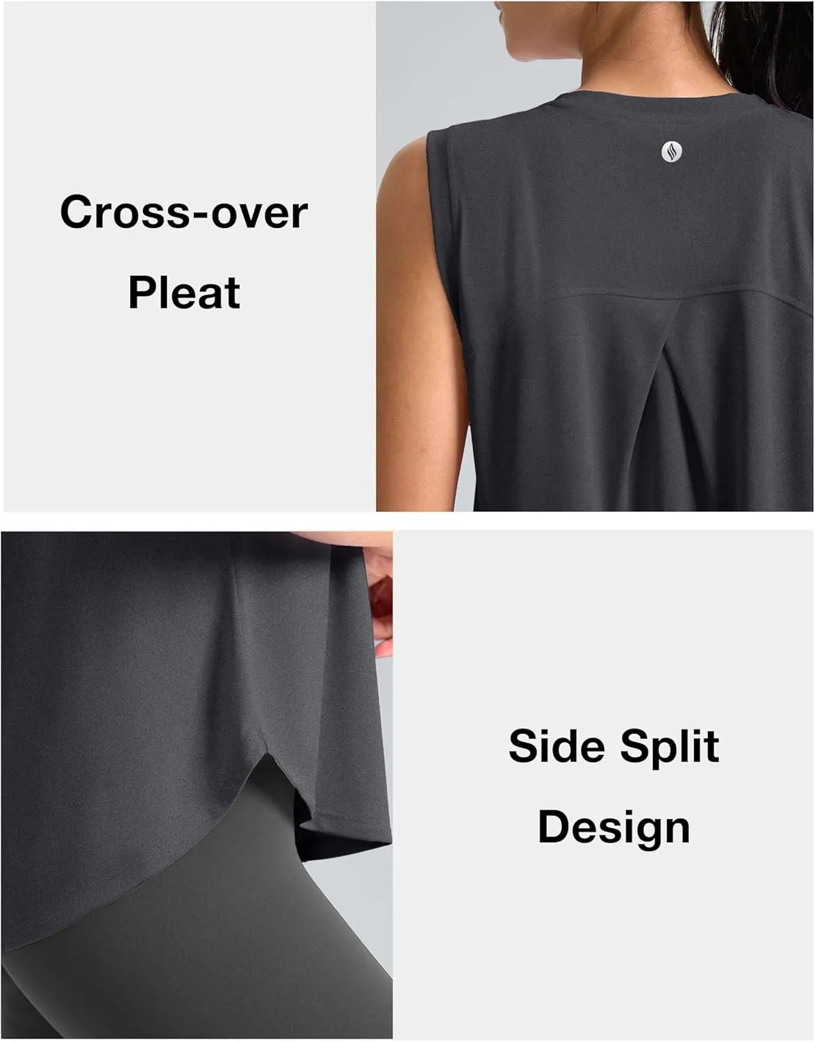 SANTINY Women's Sleeveless Workout Tops Breathable Lightweight Active Tennis Yoga Shirts Athletic Running Tank Tops for Women