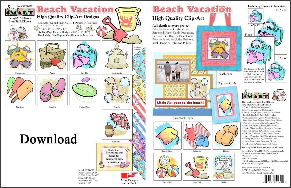 ScrapSMART - Beach Vacation - Clip Art Software Collection - Jpeg & PDF files for Mac [Download]