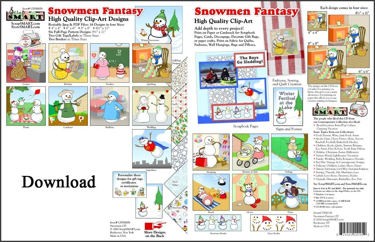 ScrapSMART - Snowmen Fantasy - Software Collection - Jpeg & PDF files for Mac [Download]