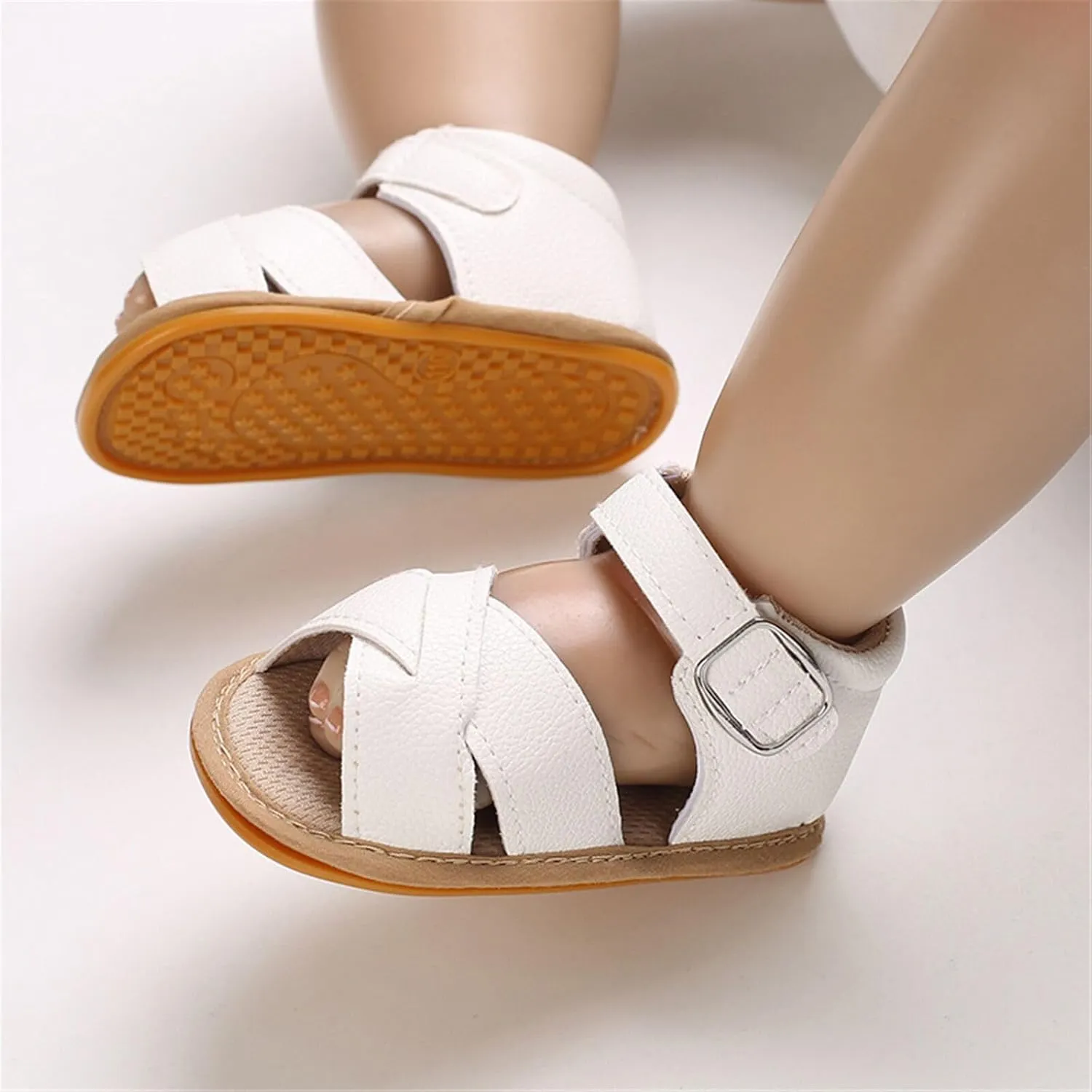 SOFMUO Baby Girls Boys Sparkly Bowknot Sandals Premium Soft Anti-Slip Rubber Sole Infant Summer Outdoor Shoes Toddler First Walkers