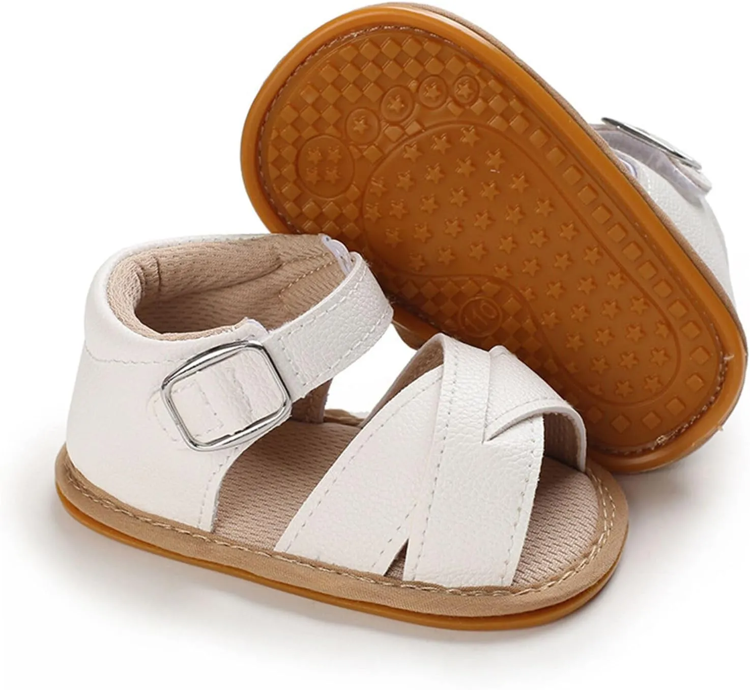 SOFMUO Baby Girls Boys Sparkly Bowknot Sandals Premium Soft Anti-Slip Rubber Sole Infant Summer Outdoor Shoes Toddler First Walkers
