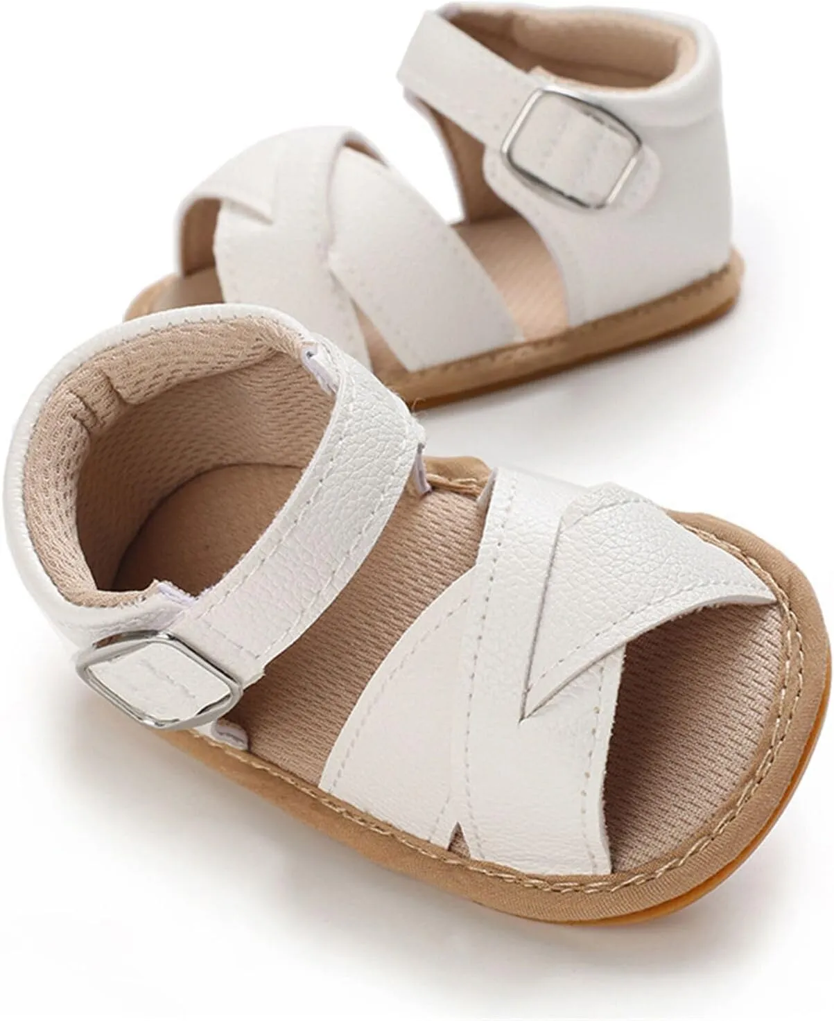 SOFMUO Baby Girls Boys Sparkly Bowknot Sandals Premium Soft Anti-Slip Rubber Sole Infant Summer Outdoor Shoes Toddler First Walkers