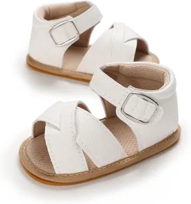 SOFMUO Baby Girls Boys Sparkly Bowknot Sandals Premium Soft Anti-Slip Rubber Sole Infant Summer Outdoor Shoes Toddler First Walkers
