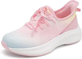 Stelle Girls Sneakers Kids Tennis Running Shoes Athletic Lace Up Non Slip Lightweight Breathable Sport Rainbow Shoes for Toddler/Little Kid/Big Kid