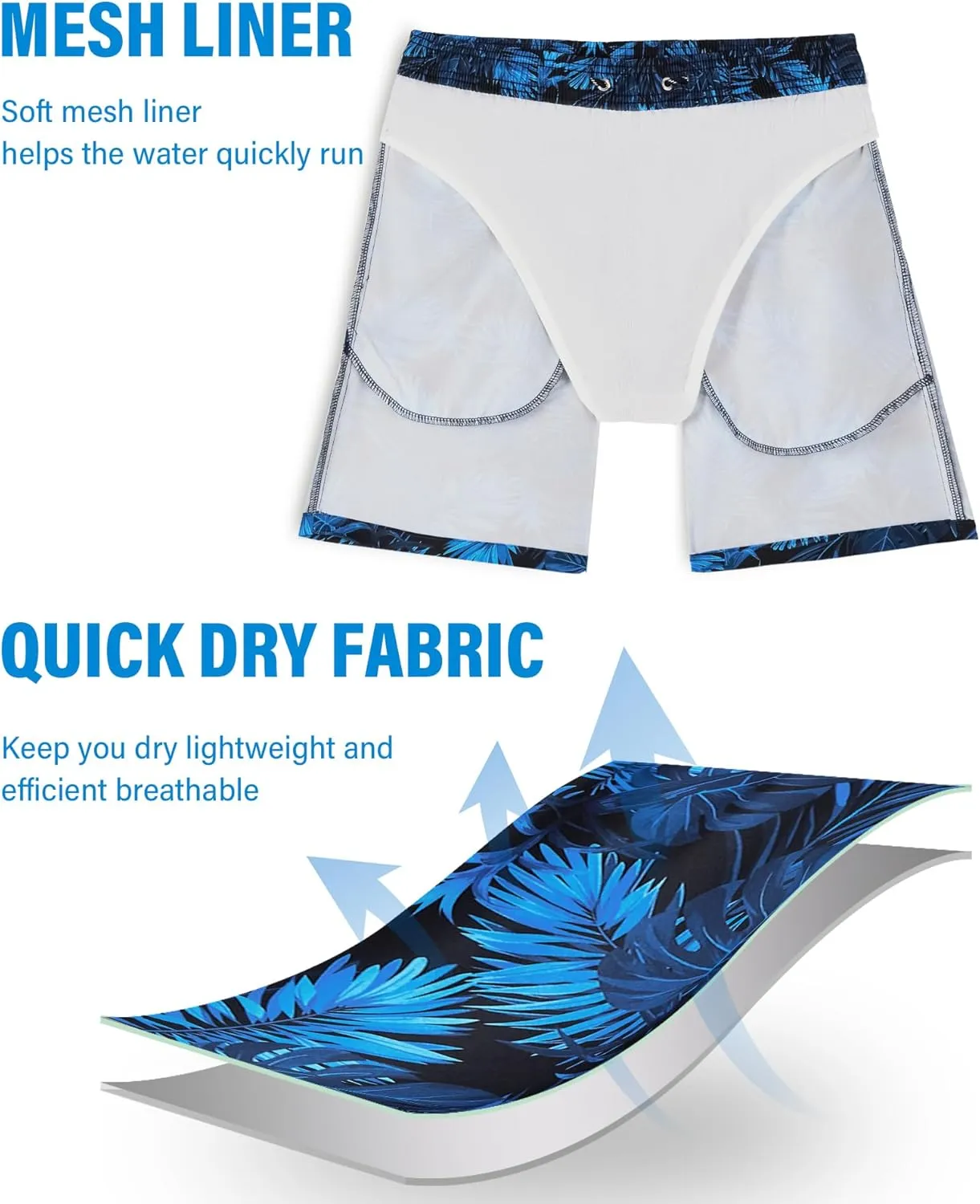 Swim Trunks Mens 7 Inch Bathing Suit with Mesh Liner Men's Stretch Swimwear Quick Dry Swimsuit Beach Shorts
