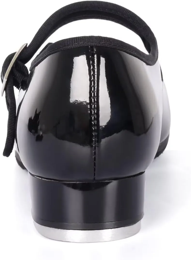 Tap Dance Shoes for Women - Premium Leather with Cushioned Footbed & Soft Padding, Non-Slip Rubber Sole for Practice/Performance/Competition.