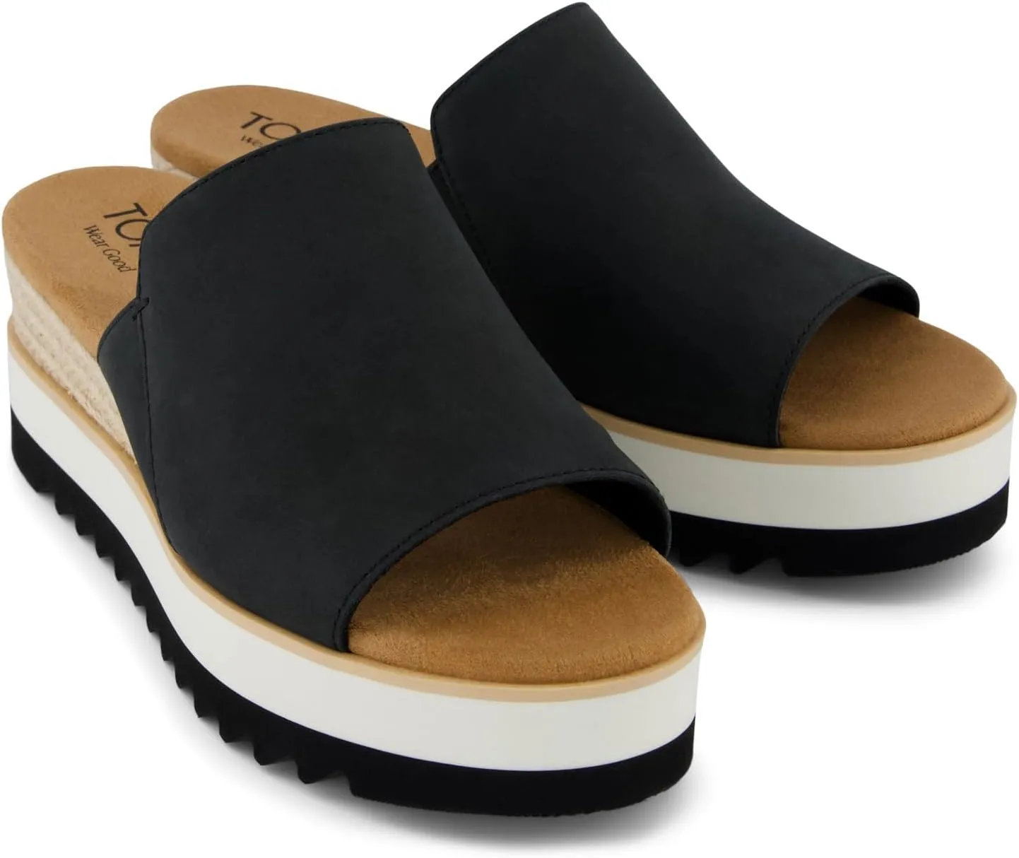 TOMS Womens Diana Platform Espadrille Casual Sandals Casual Mid Heel 2-3" - Black