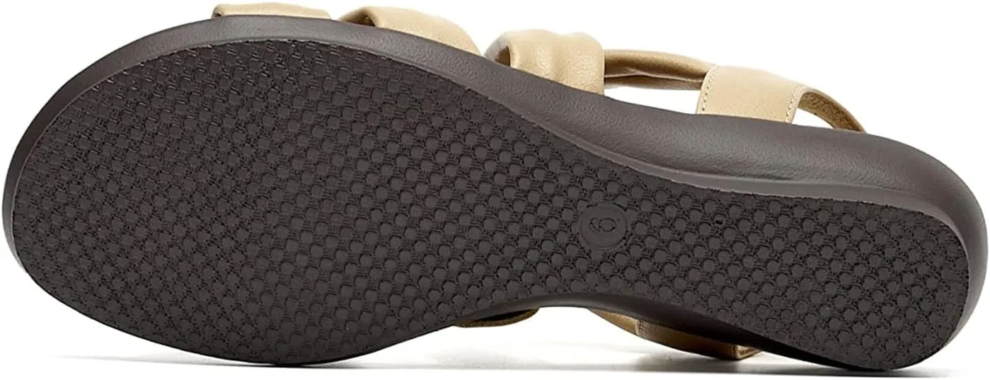 VJH confort Womens Flat Sandals, Soft Straps Slip-on Open Toe Light Weight Elastic Slingback Comfort Casual Walking Sandals