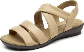 VJH confort Womens Flat Sandals, Soft Straps Slip-on Open Toe Light Weight Elastic Slingback Comfort Casual Walking Sandals