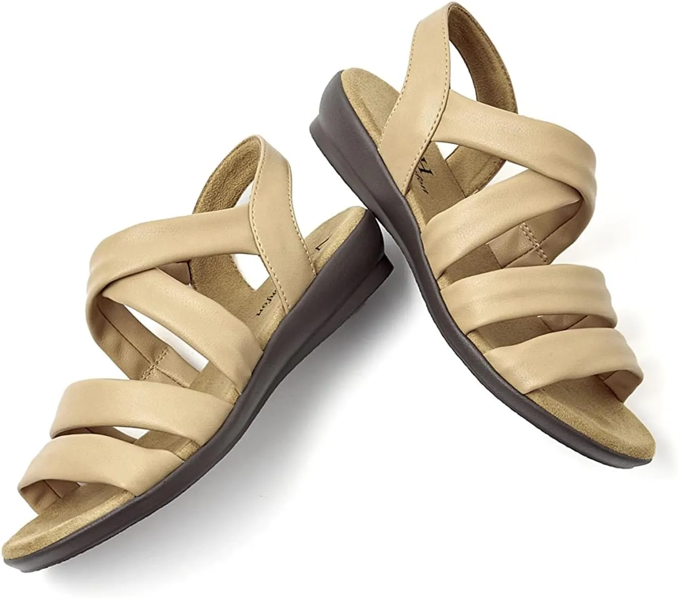 VJH confort Womens Flat Sandals, Soft Straps Slip-on Open Toe Light Weight Elastic Slingback Comfort Casual Walking Sandals