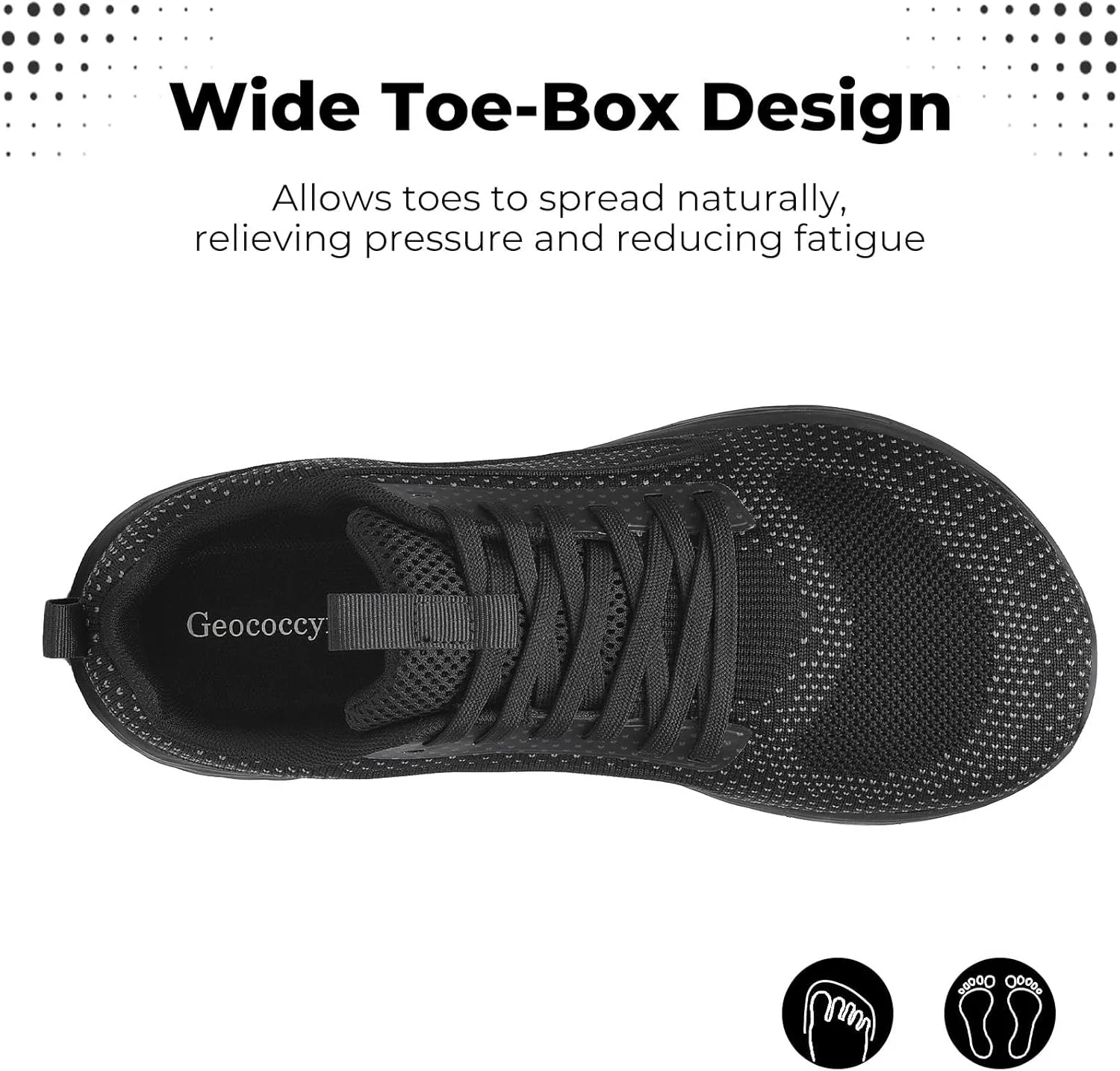 Wide Toe Box Walking Shoes for Men, Zero Drop Road Running Shoes, Lightweight, Breathable, for Tennis, Gym