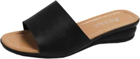 Women's Dress Sandals Open Toe Low Wedge Heel Slide Sandal Slip on Wedges Mules Comfortable Walking Summer Shoes