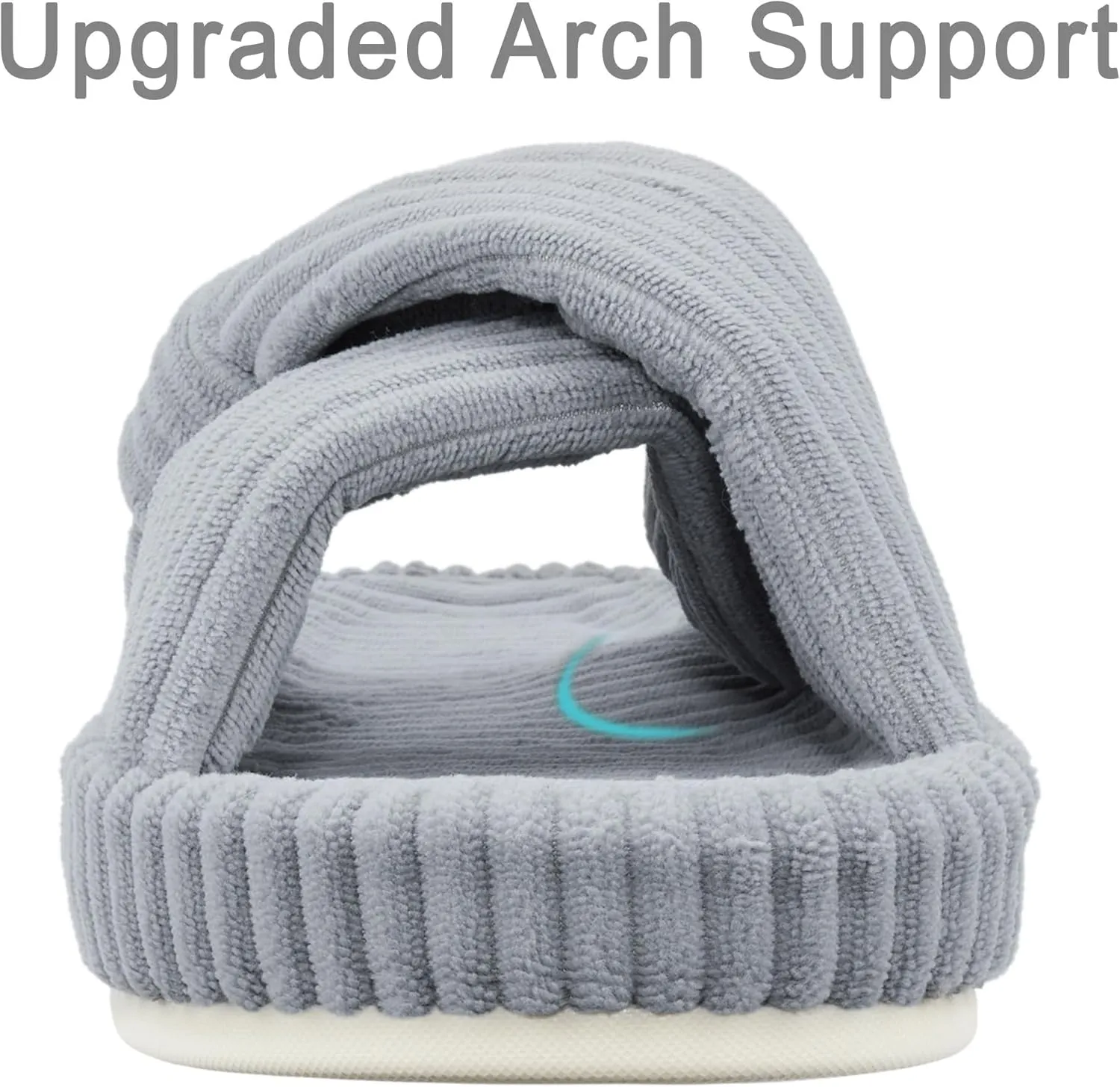 Women's House Slippers Corduroy Indoor Slippers Memory Foam Bedroom Open Toe Slippers Cross Band House Shoes