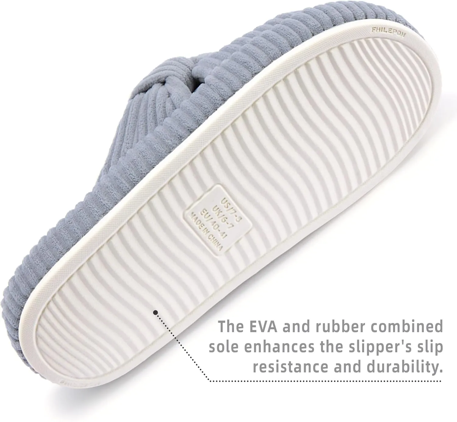 Women's House Slippers Corduroy Indoor Slippers Memory Foam Bedroom Open Toe Slippers Cross Band House Shoes