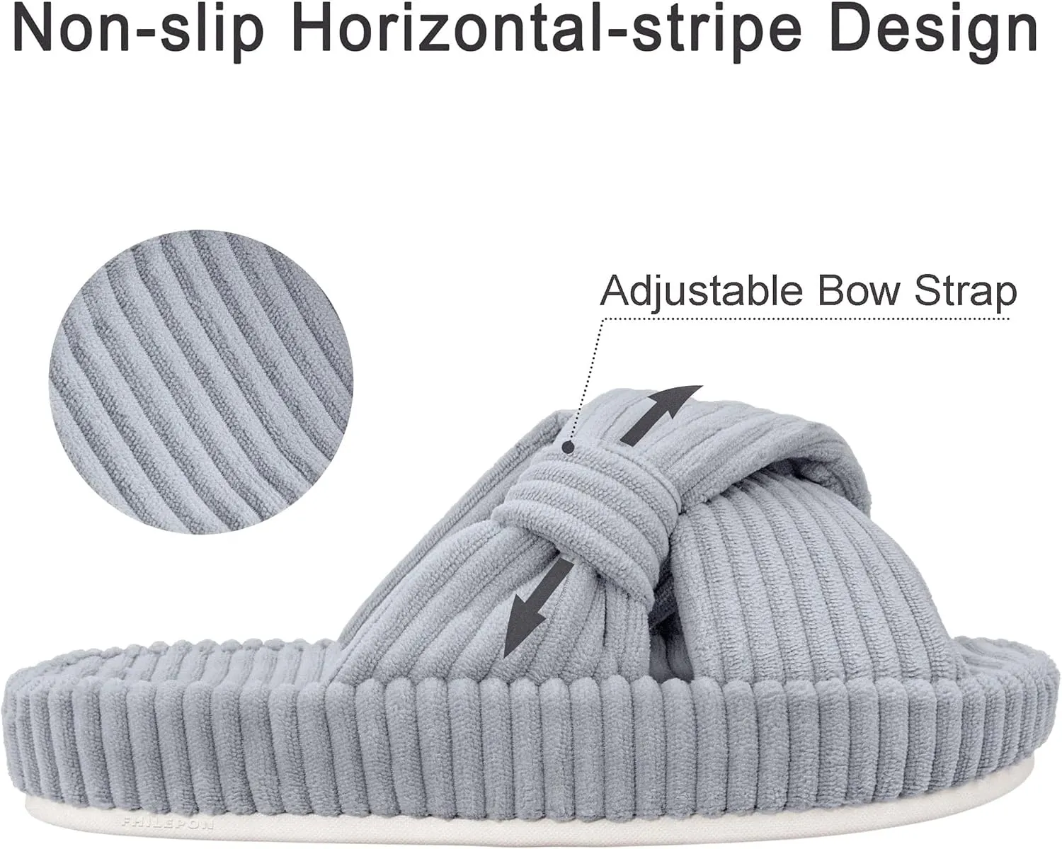 Women's House Slippers Corduroy Indoor Slippers Memory Foam Bedroom Open Toe Slippers Cross Band House Shoes